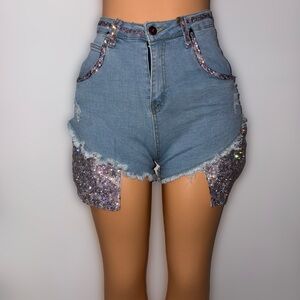 High waisted denim shorts